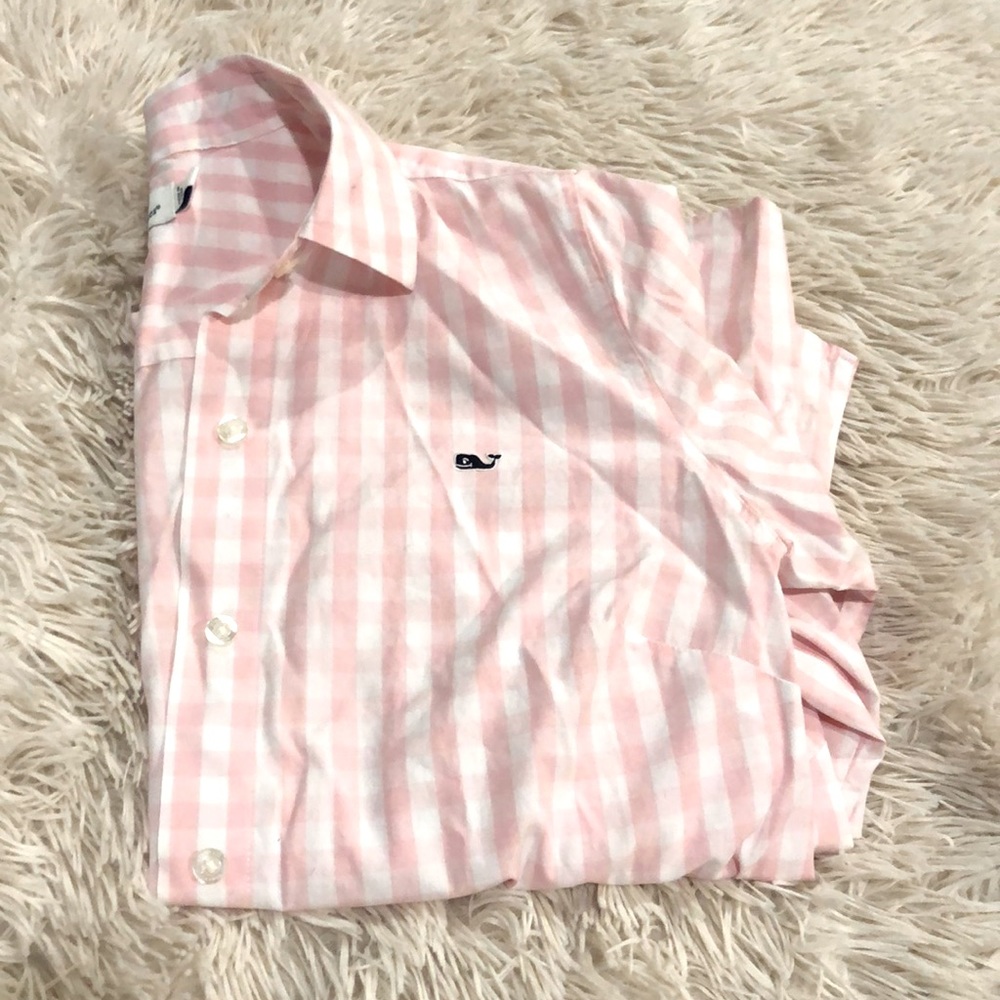 Vineyard vines pink checkered button up